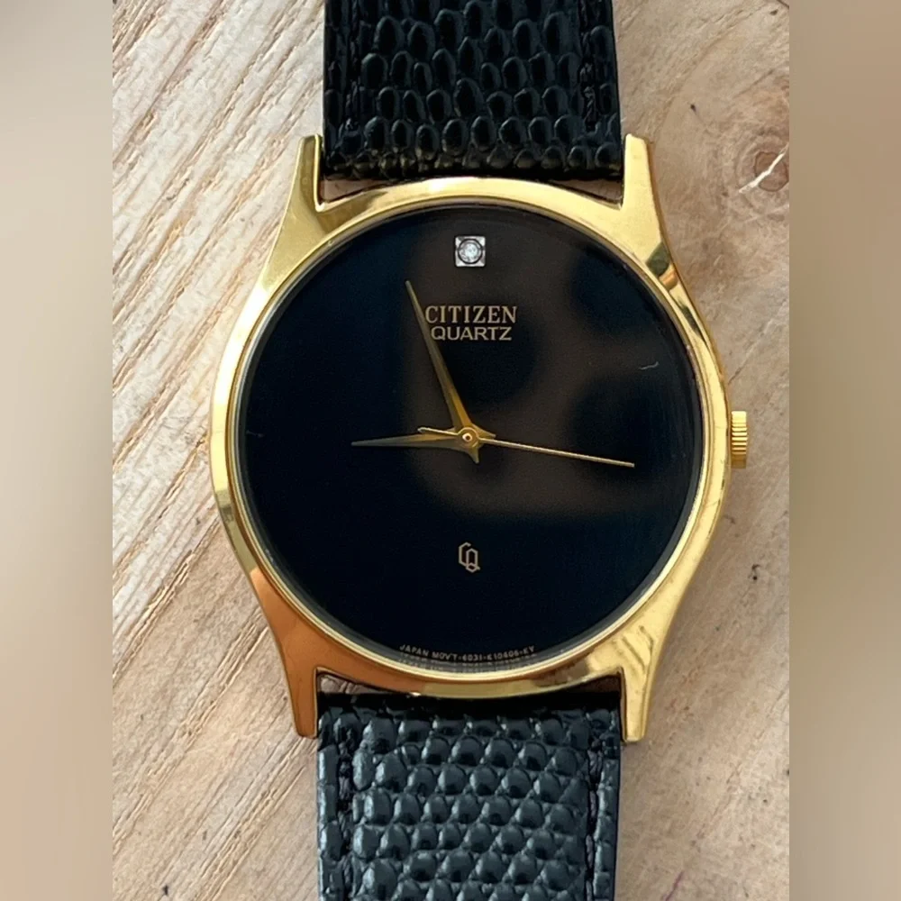 Citizen Gold Case Black Dial Men's Quartz Watch
